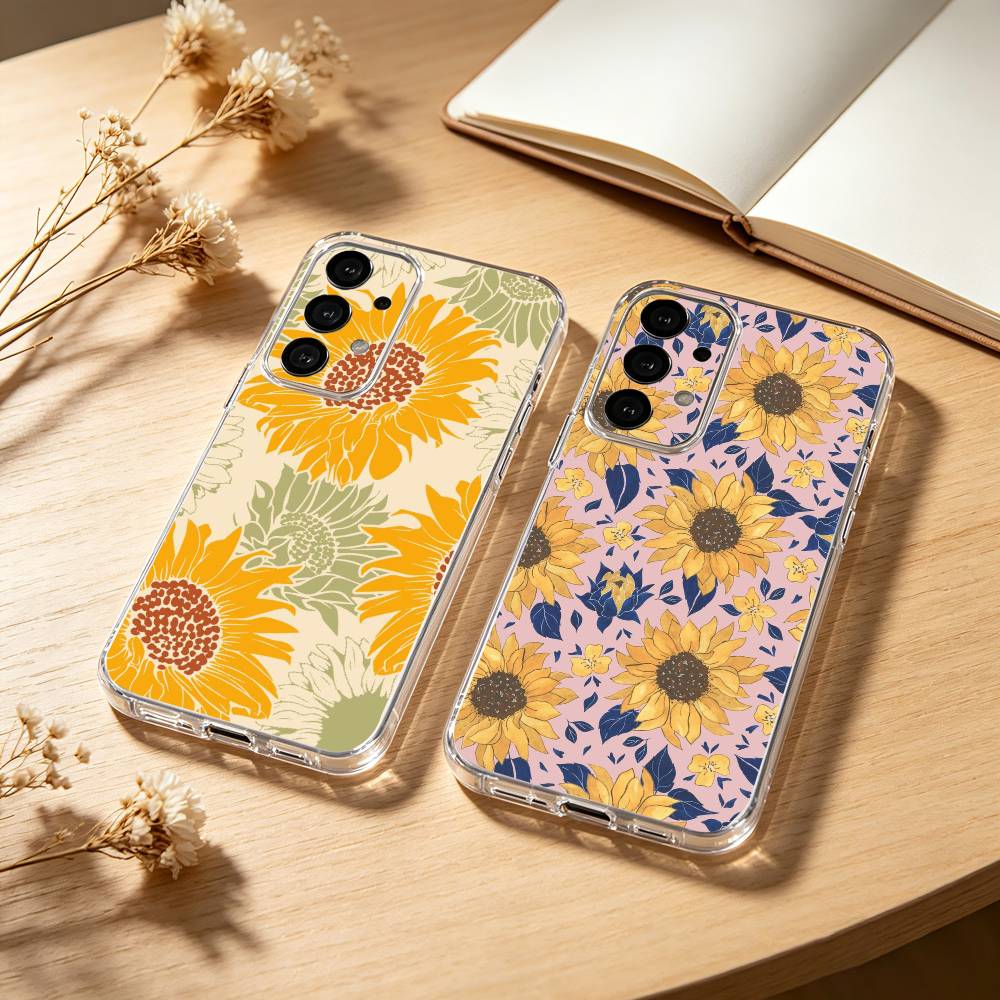 Sunflower blossoms phone Case For Samsung S25,24,21,22,23,30,Ultra,20,Plus,Fe,Lite,Note Transparent Cover
