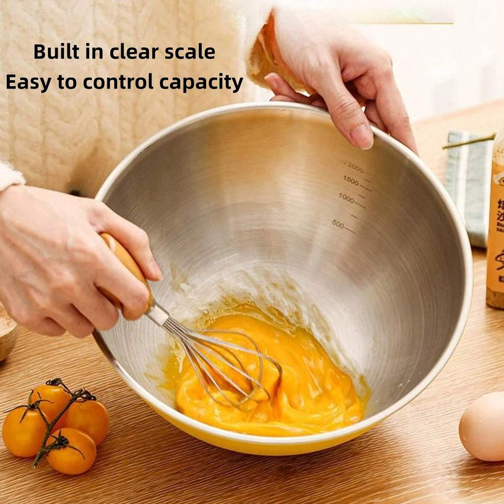 17/19/22CM Rustfritt Stål Salatskåler Egg Mel Miksebolle Frukt Grønnsak Nudelbeholder for Kjøkken Borddekning Bakeverktøy