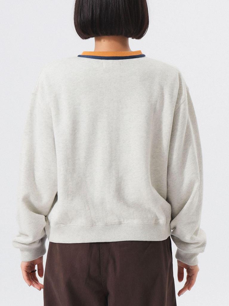 Beams Boy Women's Oatmeal Three-Tone Sweatshirt Cardigan, One Size