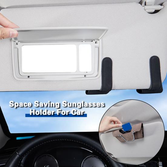 Custodia Portaoggetti Per Visiera Auto | In Pelle PU, Multi-tasca, Porta Occhiali E Carte, Grigia