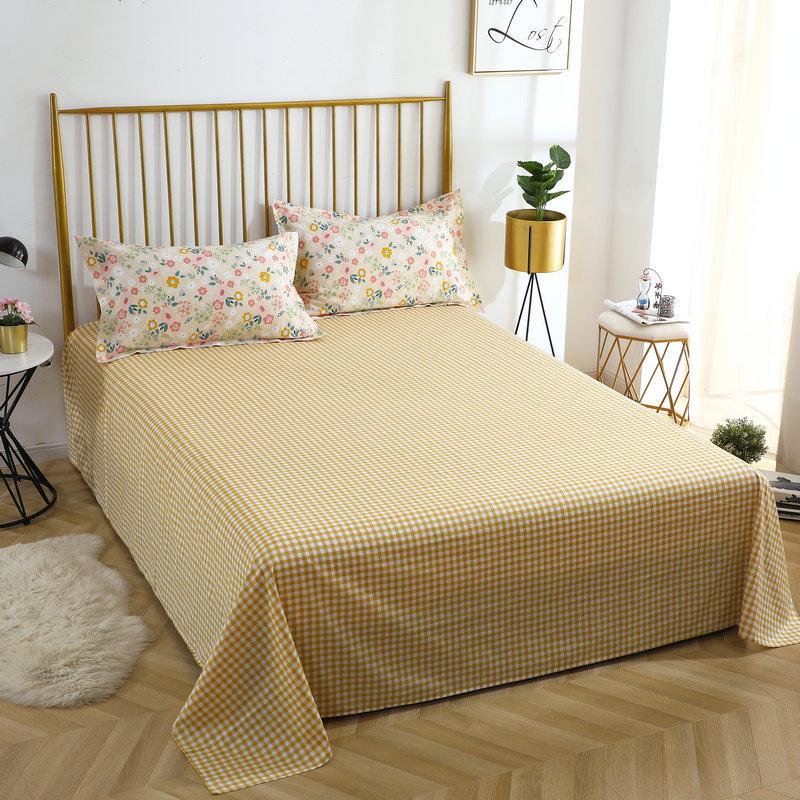 Simple Cotton Bed Sheet for Double Bed - Suitable for Summer & Student Dormitory, 40 Count, All Seasons