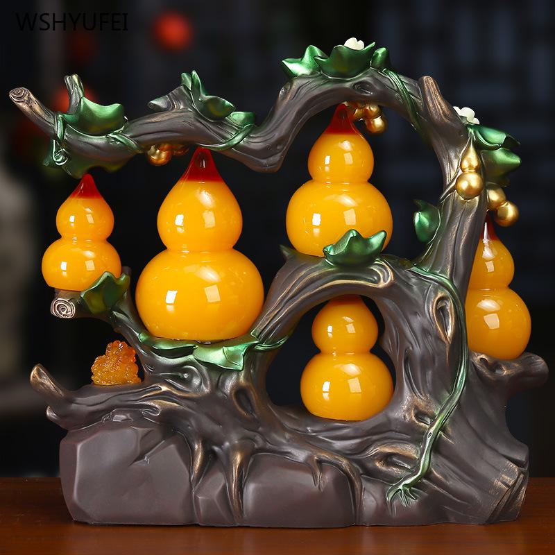 Wohnaccessoires Fünf Segen Glückskürbis Dekoration Schreibtischornamente für Wohnzimmer und Arbeitszimmer Geschenk zur Geschäftseröffnung
