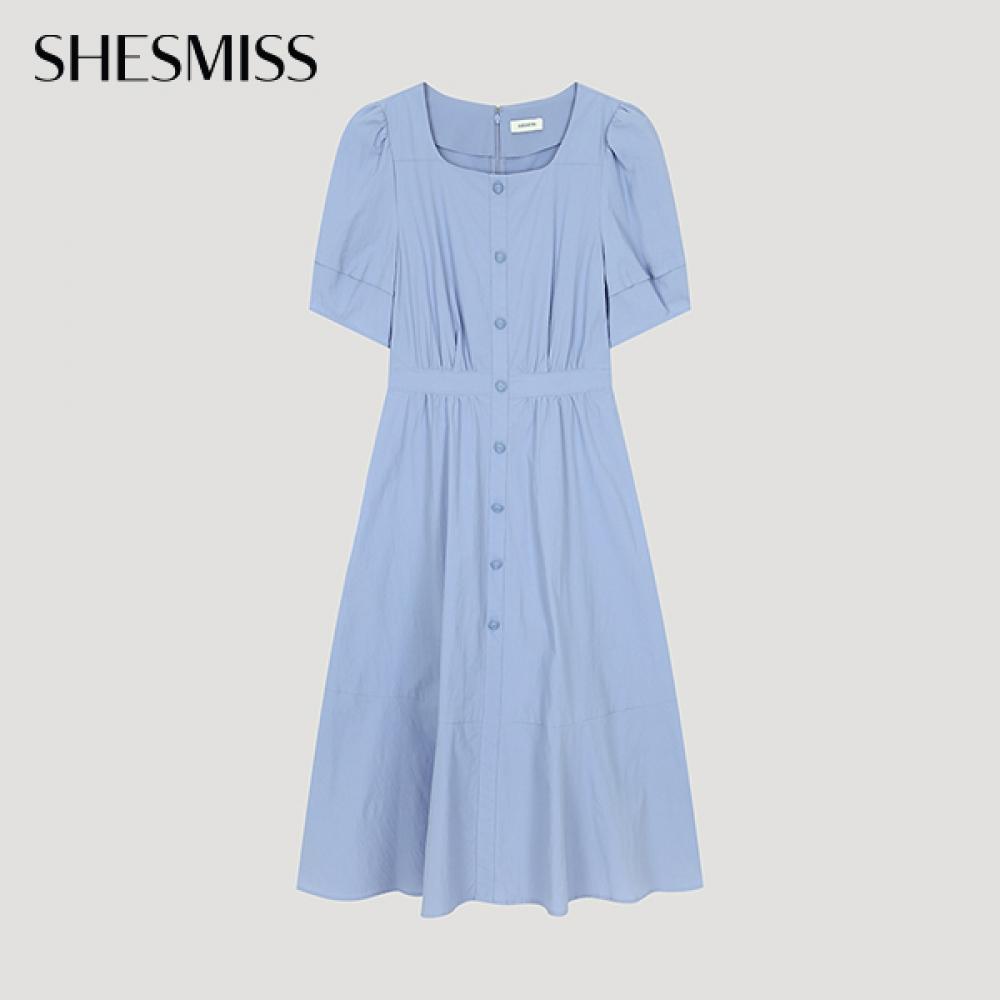 

She S Miss Хлопковое платье-фонарик с квадратным вырезом Swwopo22090 Bl Blue/55