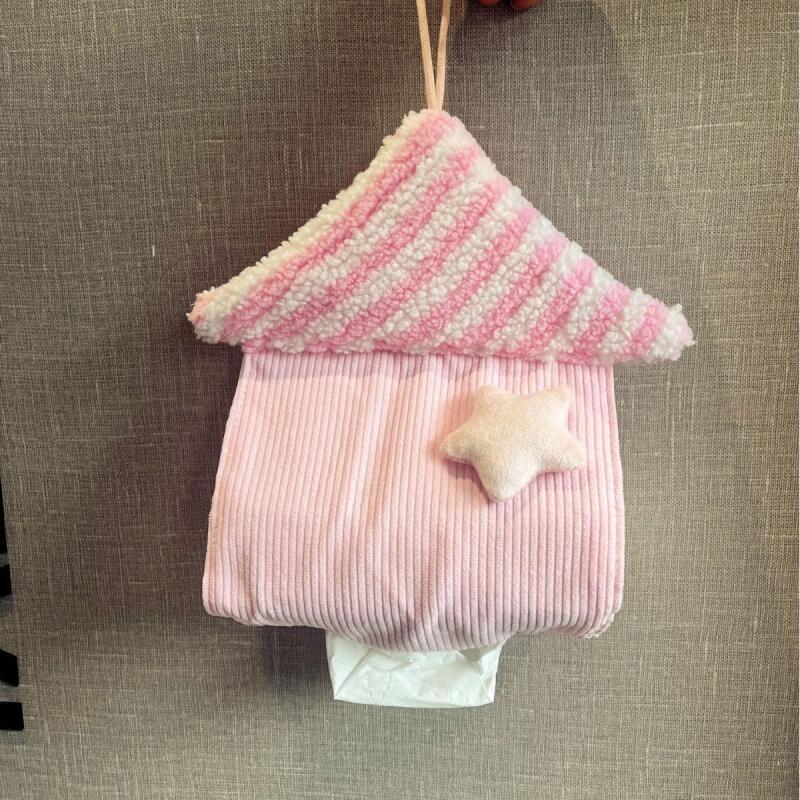 

Small House Design Hanging Tissue Box - Cute Style Multipurpose for Bathroom and Kitchen рожевий