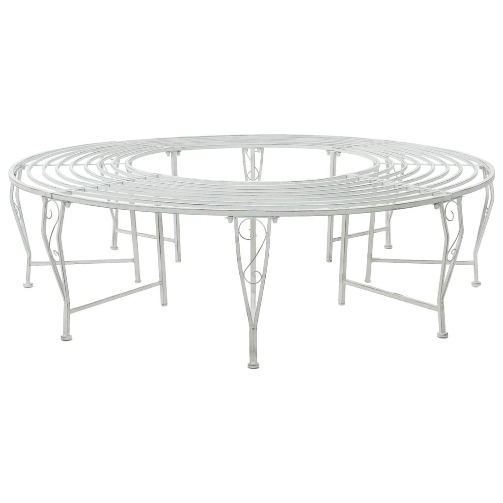 Tree Bench 8 Seat Capacity Ø 160 x 44 cm Steel Antique White Round
