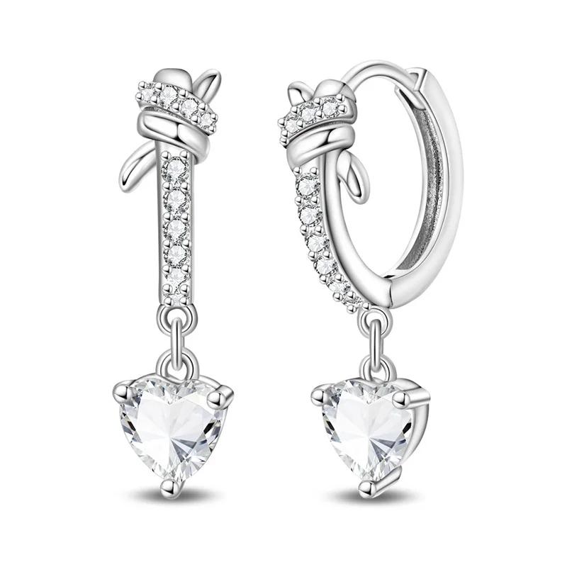 925 Silber Sexy Hängende Ohrringe Schmetterling Schleife Herz Blume Muschel Perle Edelstein Bling Set für Damen Ohrstecker Geschenk Feiner Schmuck