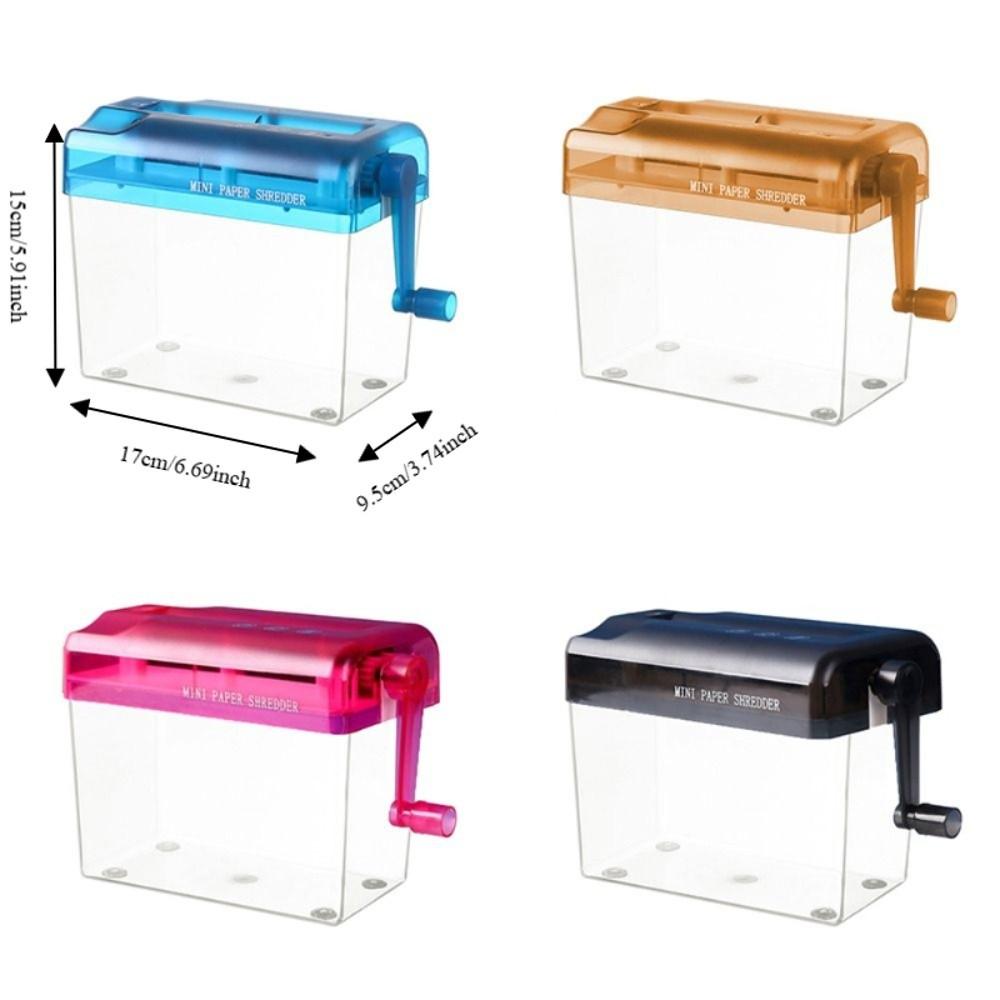 Portable Mini Manual Paper Shredder Transparent Hand Crank Paper Sharper ABS Non-slip Base Documents Paper Cutting Tool Office