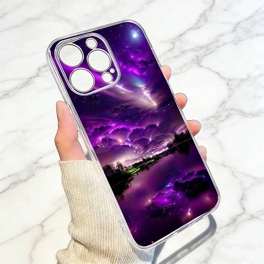 Northern Lights Phone Case For iPhone 17 16 15 14 13 12 11 Mini Pro Max Plus Transparent Cover