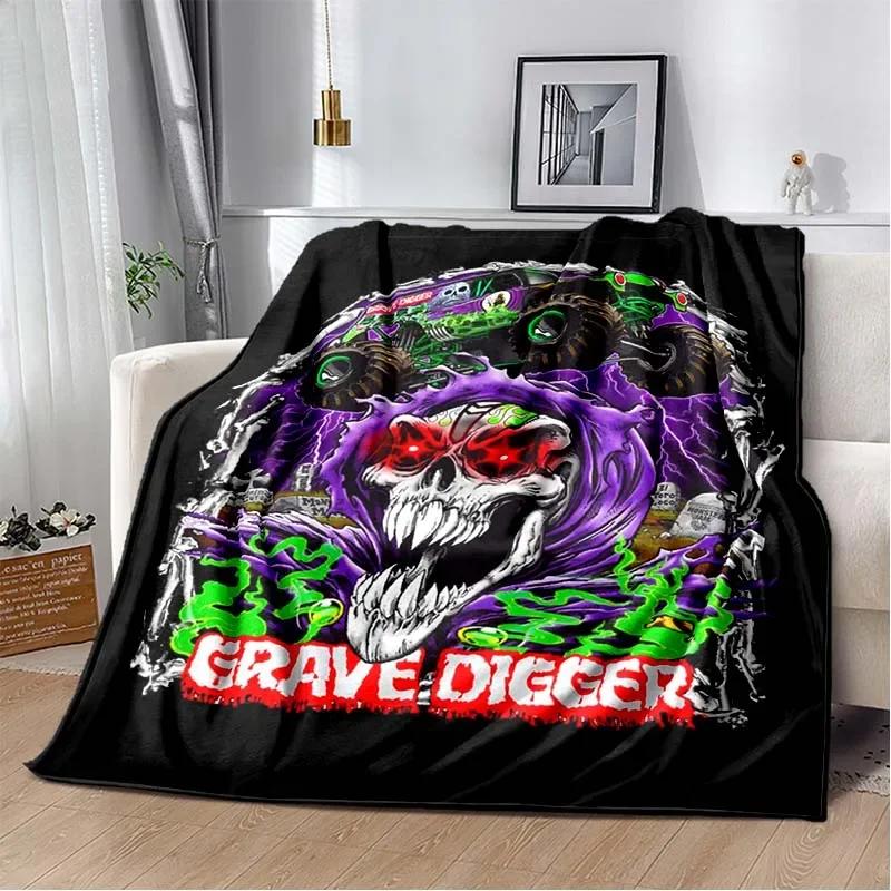 3D Monster Jam Monster Truck Cartoon Flannel Soft Throw Blanket Boys Bedroom Sofa Bed Warm Throw Blanket Picnic