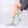 Female Spring and Autumn All Build Checkerboard Square Wicking In The Tube Socks