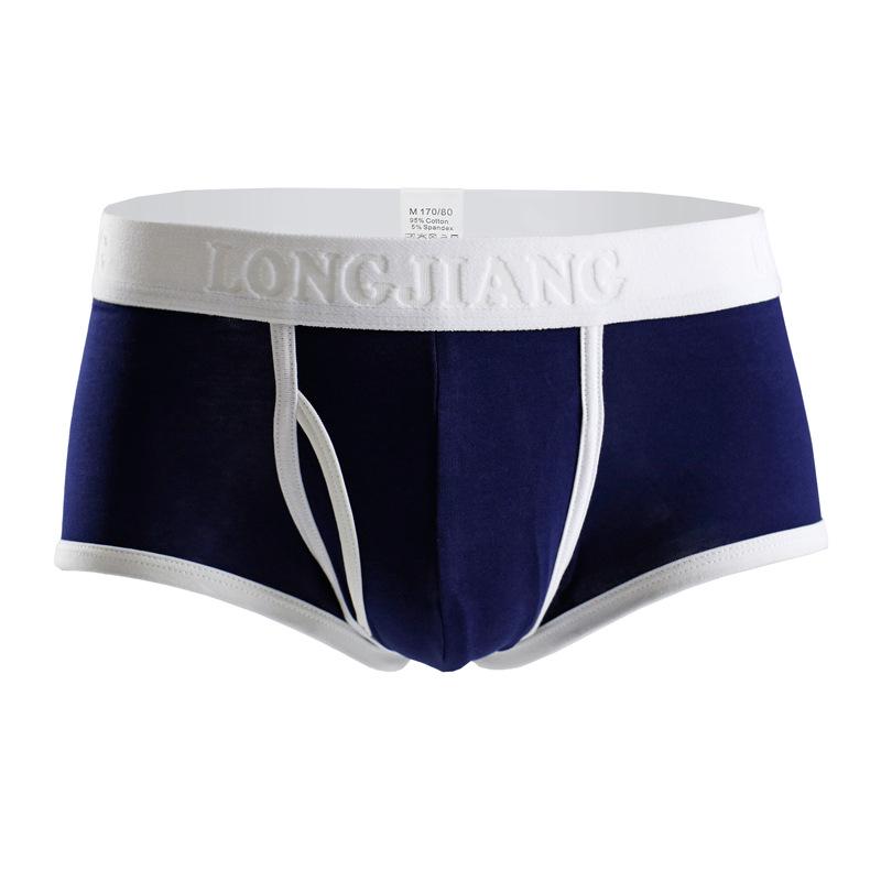 

Мужские боксеры-брифы Longjiang средней посадки с боковым разрезом - Однотонные, Дышащие, U-образной формы L королевский синий