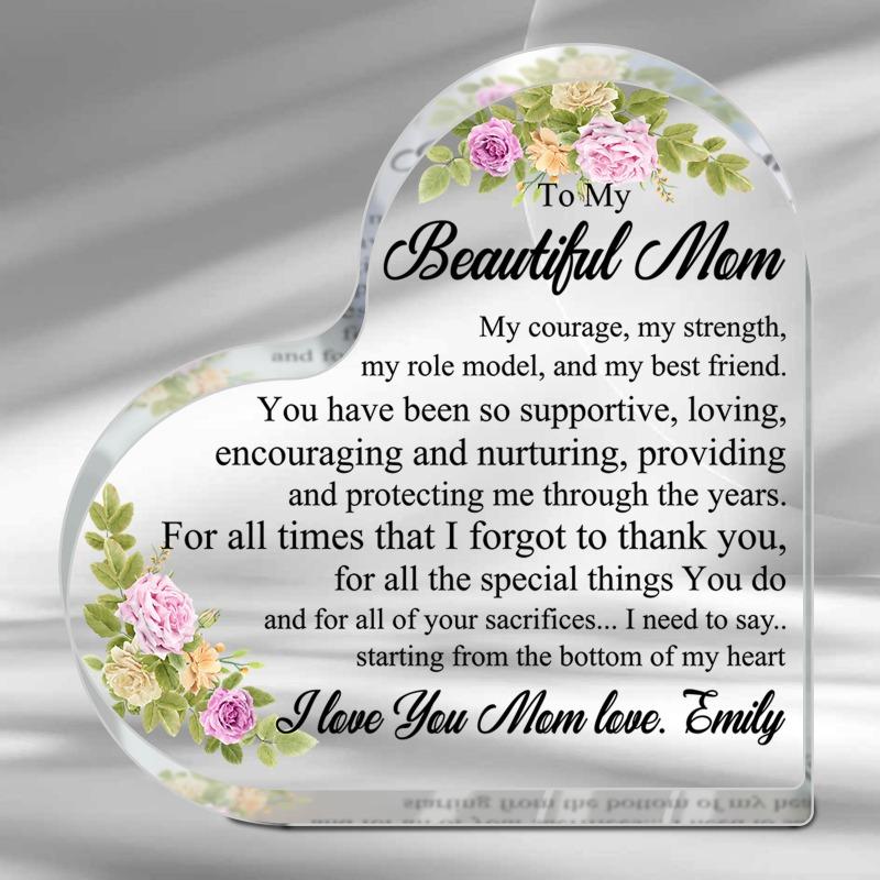 2D Flat Acrylic Gift Desk Decor Plaque, Mom Birthday Gifts, Suitable for Wall Decoration, Porch, Room, Villa, Accents Home, Hallway, or Workplace - Ru