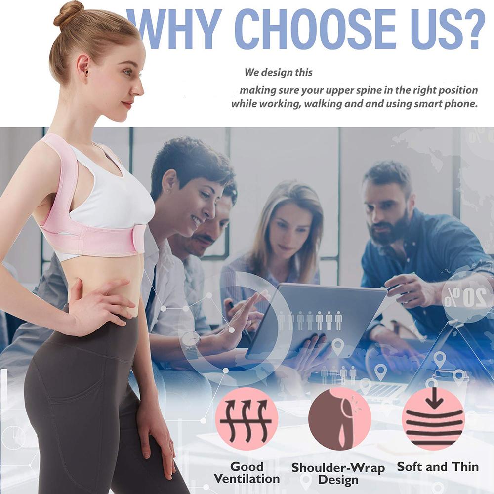 Adjustable Posture Corrector For Women Men Back Brace Support Pain Relief Neck Shoulder Upper Back Clavicle