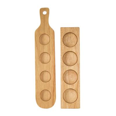 Wooden 4-Hole Cup Holder Coaster Set with Handle