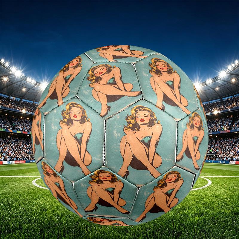 Marilyn Monroe Print Size 5 Soccer Ball, PU Wear Resistant Football for Match Training and Daily Practice, Birthday Gift for Soccer Fans