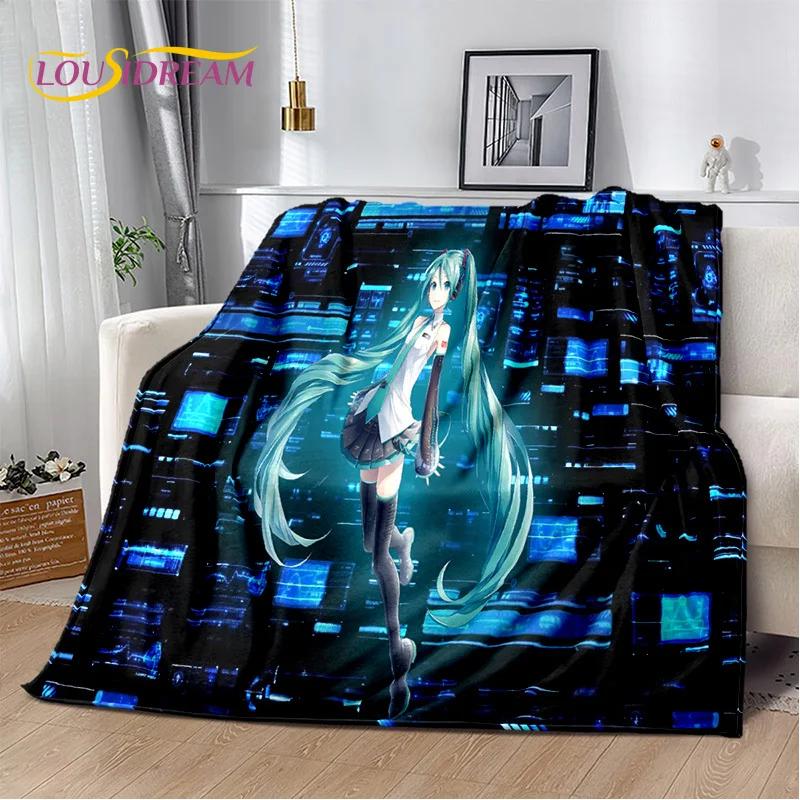 3D Urocza M-Mikuu Kreskówkowe Postacie Muzyczne Koc, Miękki Koc Rzutowy do Domu Sypialni Łóżka Sofy Pikniku Biura Pokrowiec Prezent Dzieci