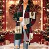 Women's Casual Christmas Print Mid-Length Open Front Cardigan Sweater for Holiday Wear
