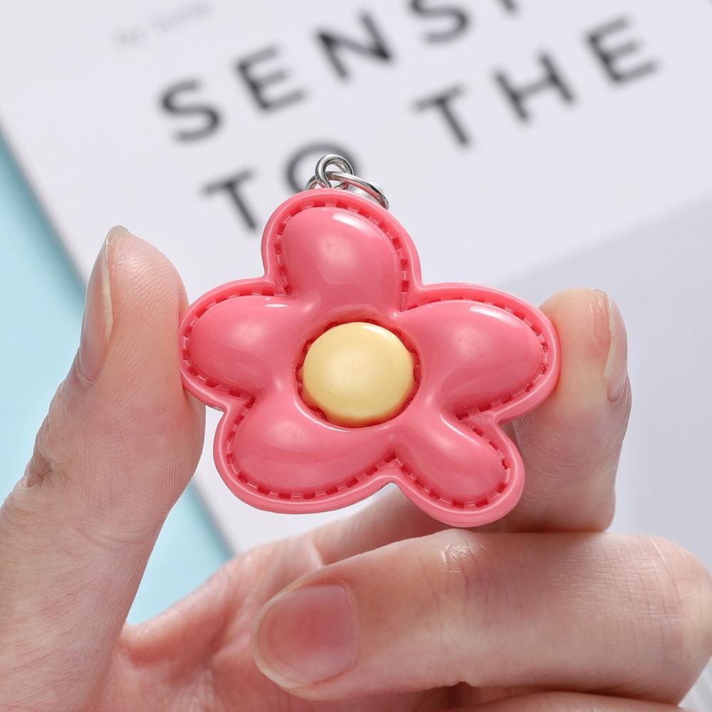 1pc Flower Keychain Cute Mini Resin Floral Keyring Colorful Pendant for Keychain Bag Decoration Accessories