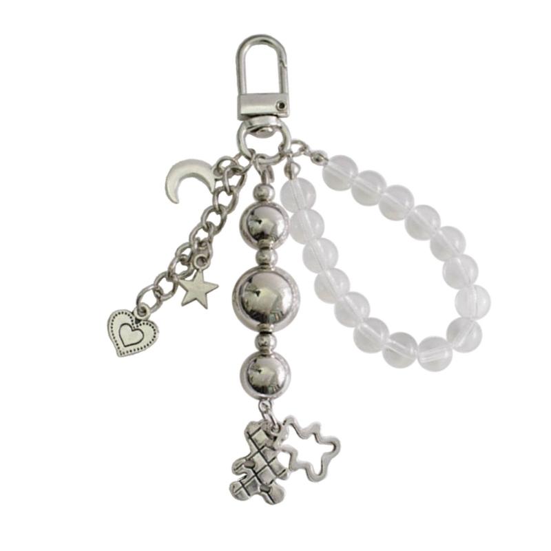 

Fashion Keychain with Big Hearts and Little Heart, Handmade Beaded Car Key Chain Pendant Handbag Phone Decorations