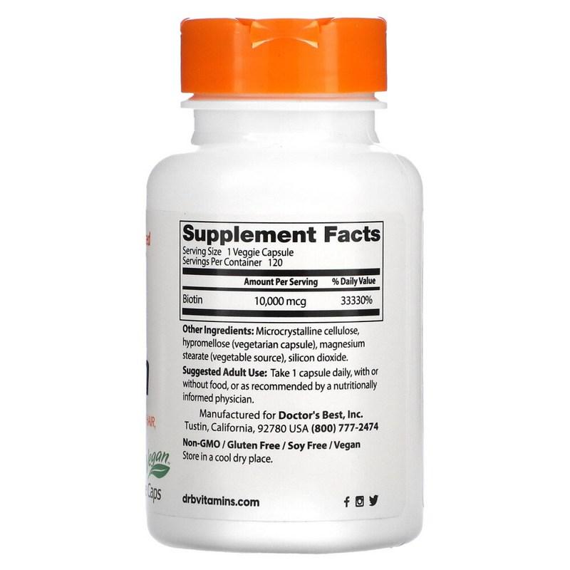 Doctor's Best Biotin 10000mcg Veggie Capsules 120 tablets, 120 tablets, 2 units