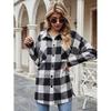 Женская клетчатая куртка свободного кроя в стиле кэжуал с отложным воротником - Европейская и американская осенне-зимняя мода