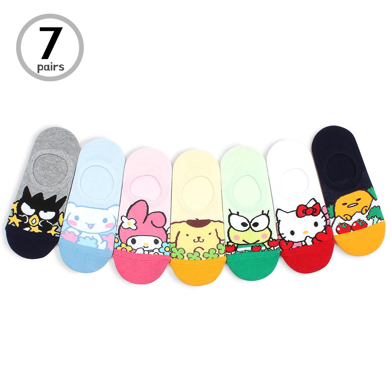 

(7 пар) Носки Sanrio с официальной лицензией Kitty Twinstars My Melody No Show GG17