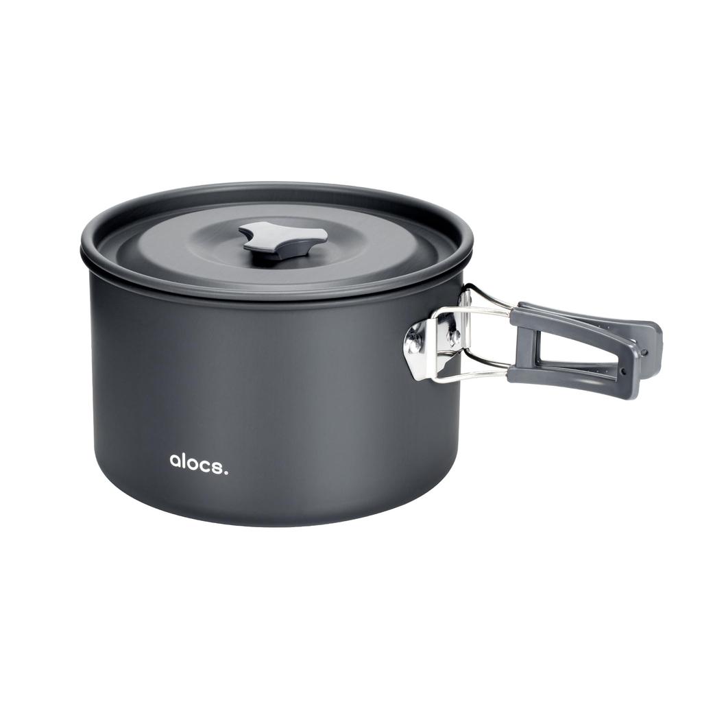 Alocs 3L Camping Lightweight Camping Hard Anodized Outdoor Camping Folding Camping Storage Bag Suitable for People Cookware, Pot, Cooker, Aluminum,