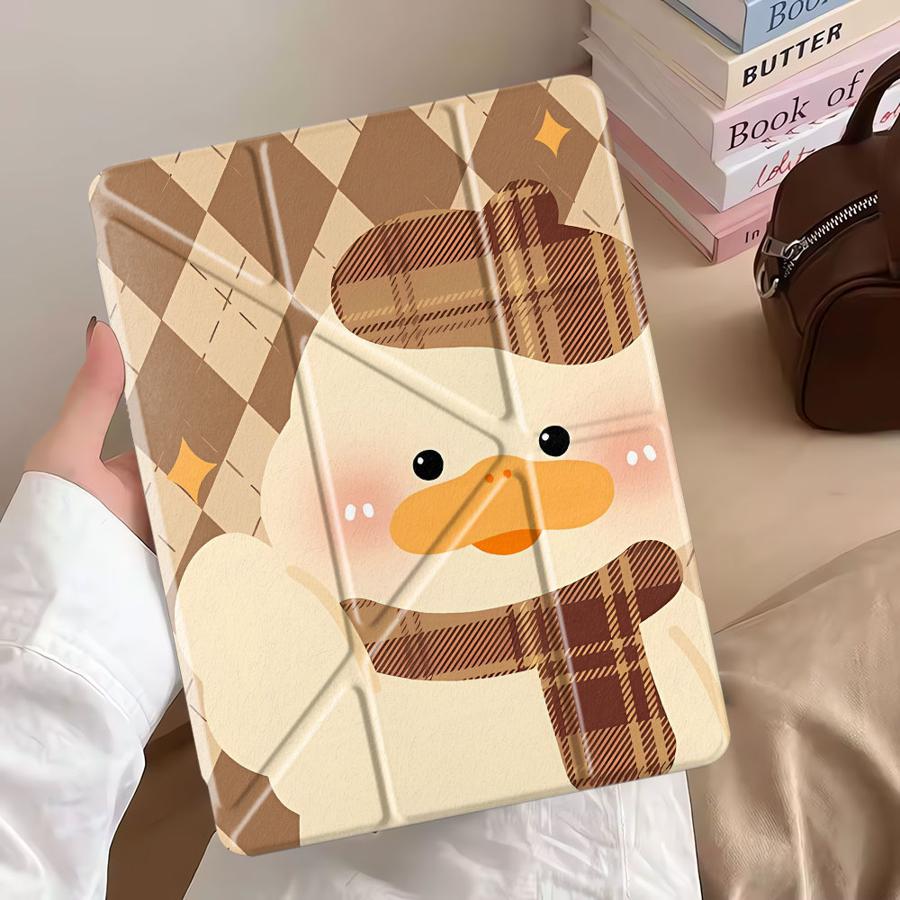 Cute Duck Cool Holder Cover Tablet Case For iPad Air 4 5 M3 M2 1 2 M4 11inch Mini 6 7 Pro 2025 Pro 11th 10th 9th 8th 7th