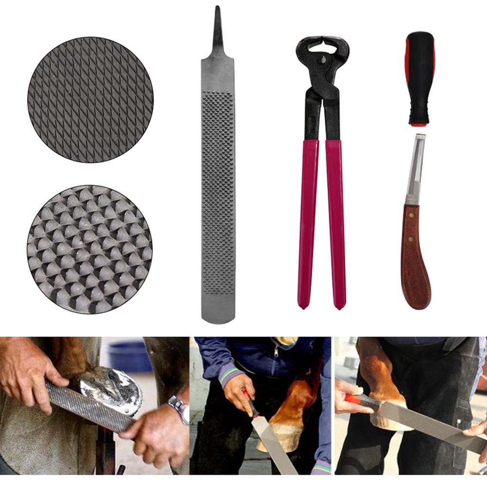 4 Piezas Pinzas para Herrar Pezuñas de Caballo Lima Raspadora para Recortar Herramienta Cortadora de Pezuñas Mango Accesorio para el Cuidado del Caballo