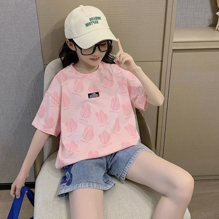 Girls Ice Silk Short Sleeve T Shirt Summer Lightweight Stylish Top for Big Kids