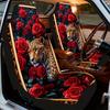 2pcs, Stylish Leopard Roses Animal Print Art Design Car Seat Covers, Foldable And Washable, Perfect Fit For Single Front Seats,