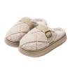 Plush cotton slippers light luxury plaid couple cotton shoes autumn and winter indoor home warm and comfortable home