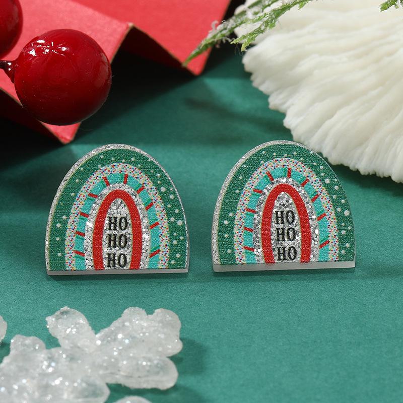 Creative Rhinestone Christmas Tree Earrings - Fashionable Niche Festive Design
