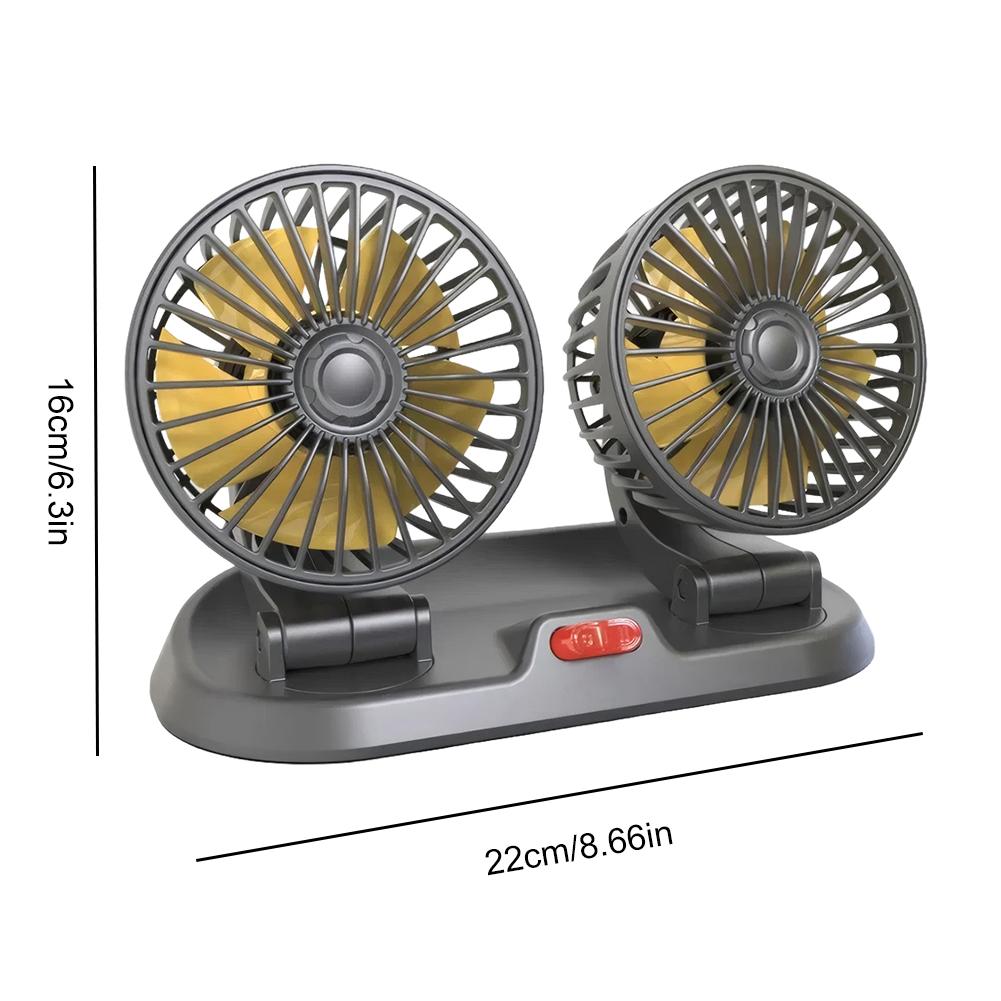 Adjustable Dual Head Car Fan Cooling Air Fan Automobile Vehicle Fan for Car Truck SUV RV