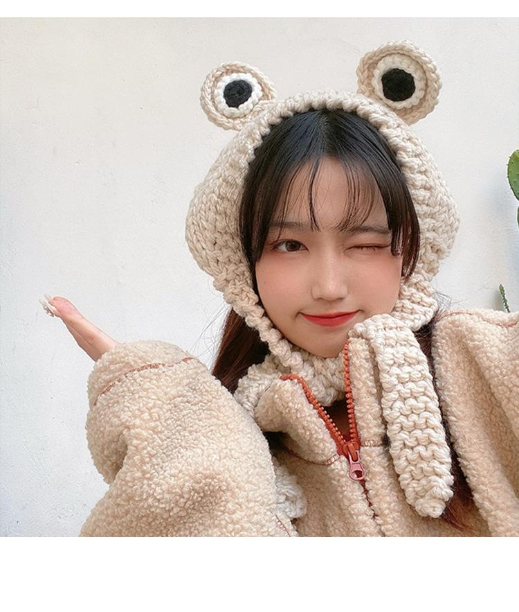 

Fashion Frog Hat Beanies Knitted Winter Hat Solid Hip-Hop Skullies Knitted Hat Cap Costume Accessory Gifts Warm Winter Bonnet One Size