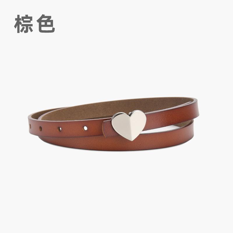 Leather Belt Women'S Thin Jeans With Decoration And Dress Pants Simple Style Heart-Shaped Belt