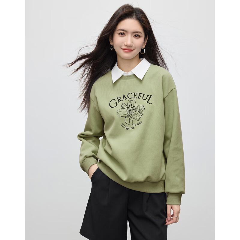 Women s Daisy Embroidered Loose-Fit Sweatshirt L