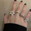 Y2K Style Crystal Pentagonal Star Ring for Women Romantic Moon Hollowed Out Star Personality Metal Finger Rings Fashion Jewelry