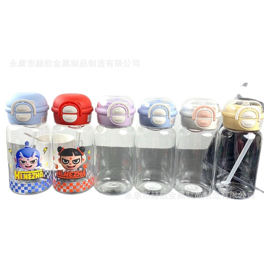 Water Bottle New Nezha Legend Double Drink Plastic Cup High Value Portable Straw Cup Student Children Cute Cartoon Water Cup