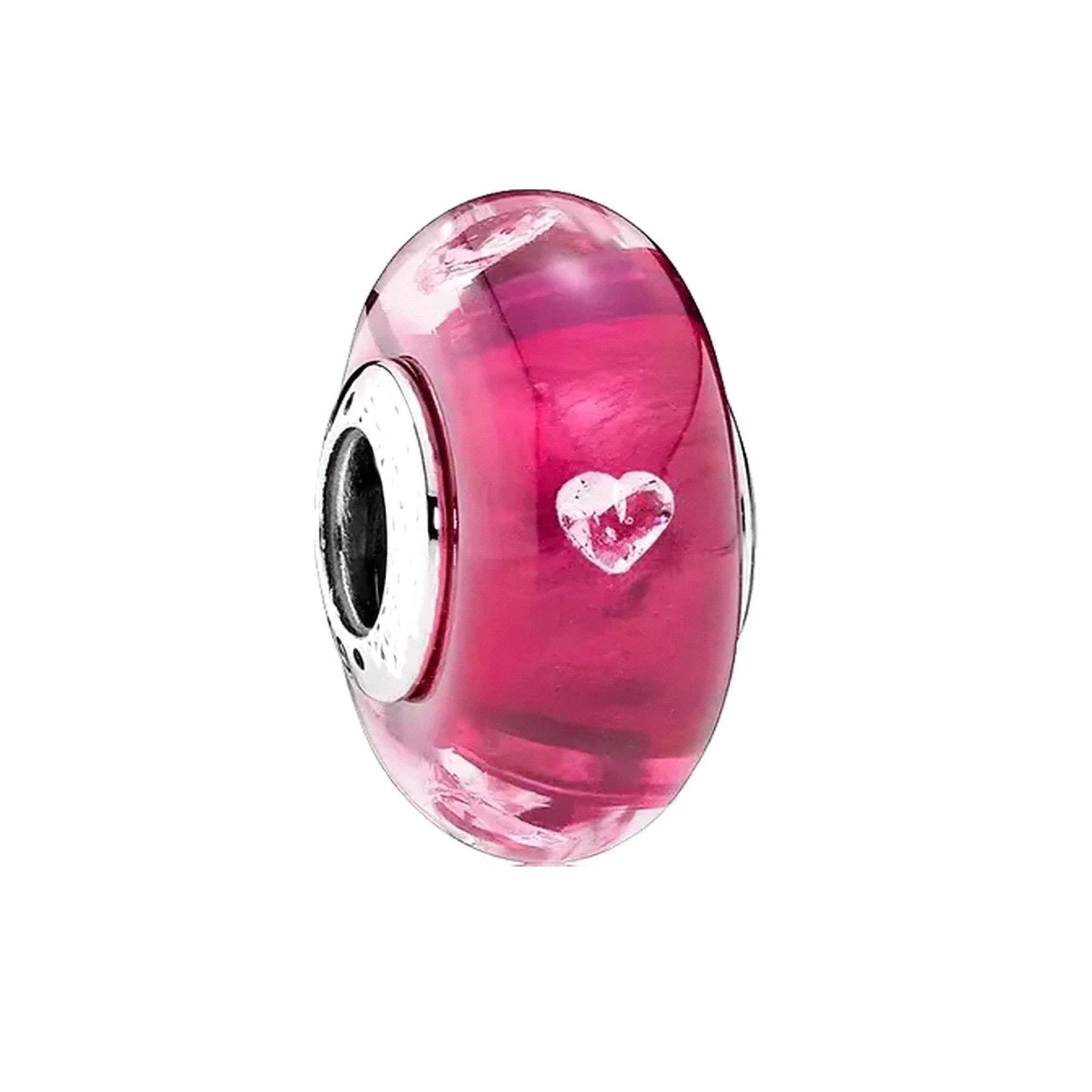 

Brand New Authentic Original Copper Metal Murano Glass Charm Bead Component Colorful Footprint Charm Bead Component Designed For Necklace Bracelet