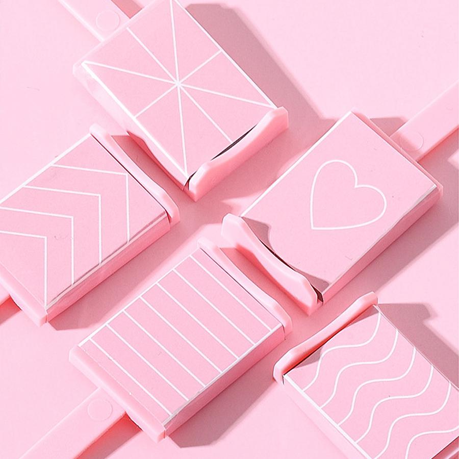 5Pcs Set Cat Eye Magnetic Stick Pink Magnet Plate Wand, Heart Wave Pattern for 3D Cats Eyes Gel Polish Manicure