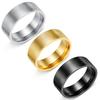 Men's 8mm Threaded Titanium Steel Plated Ring Vacuum Coating Scratch Resistant Band