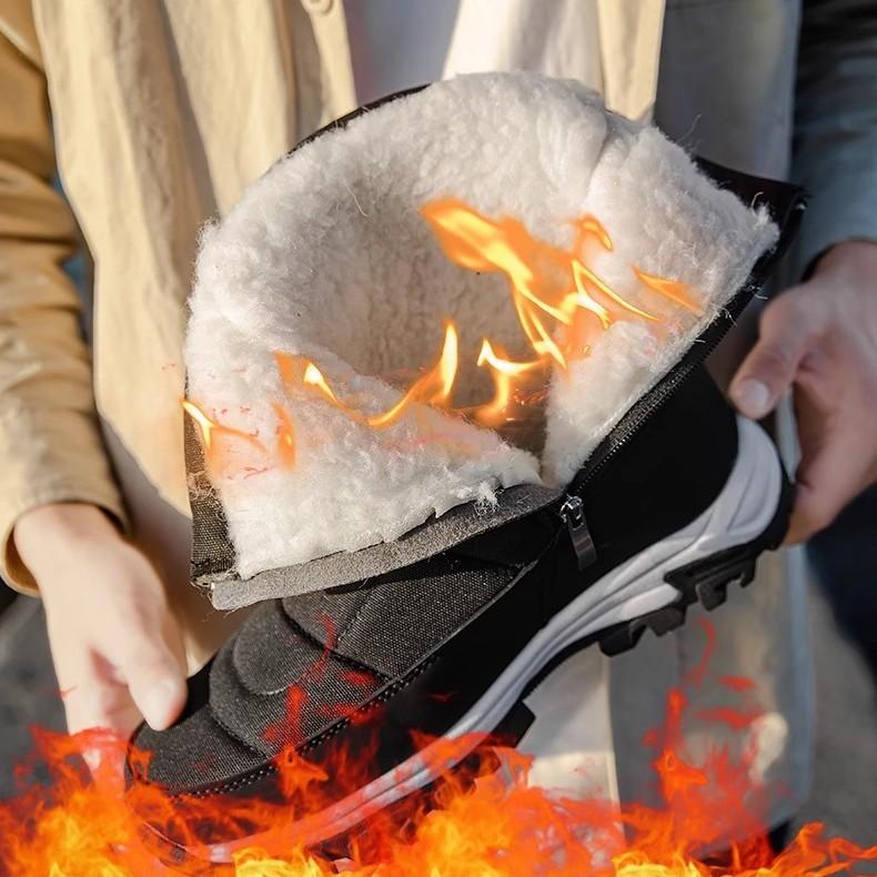 Men's winter thickened padded wool waterproof comfortable warmth cold -40 ° lightweight hiking waterproof non-slip thick sole snow boots