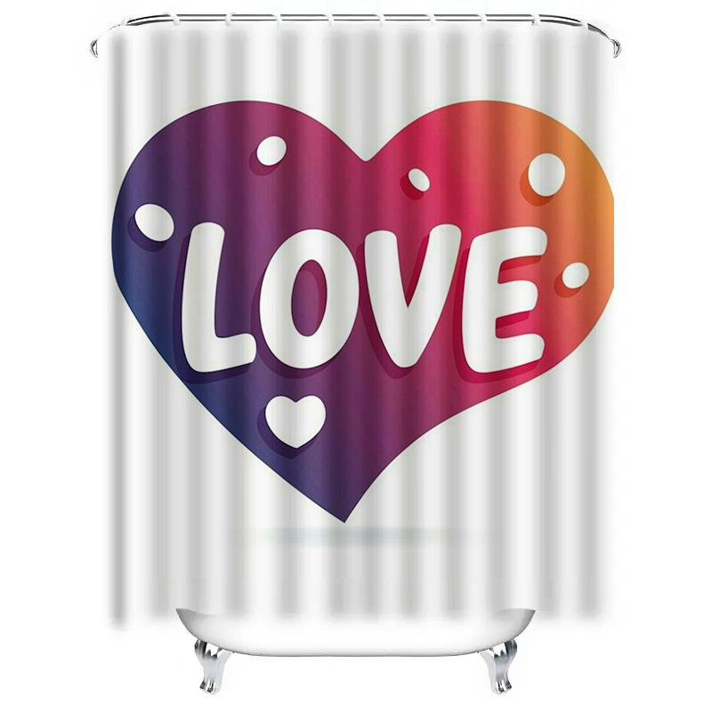 Colorful Heart 'Love' Shower Curtain - Vibrant Romantic Design For A Waterproof And Unique Bathroom Dcor Set