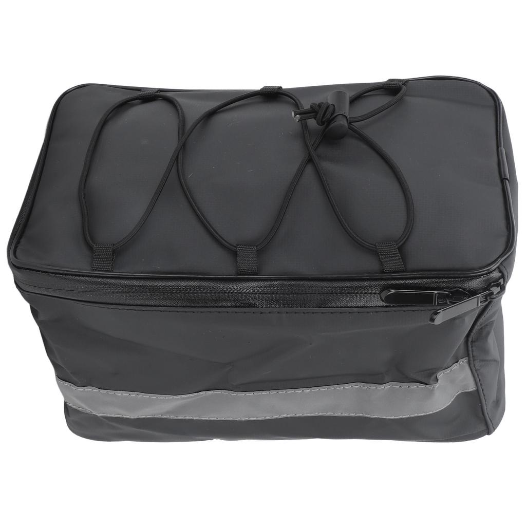 8L Black Bike Seat Bag Waterproof Multifunctional Electric Bicycle Seat Bag Large Capacity PU Leather Bike Backseat Bag