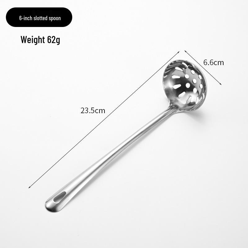Stainless Steel Deep Bottom Soup Ladle and Strainer for Serving Soup and Porridge in Restaurants and Kitchens.