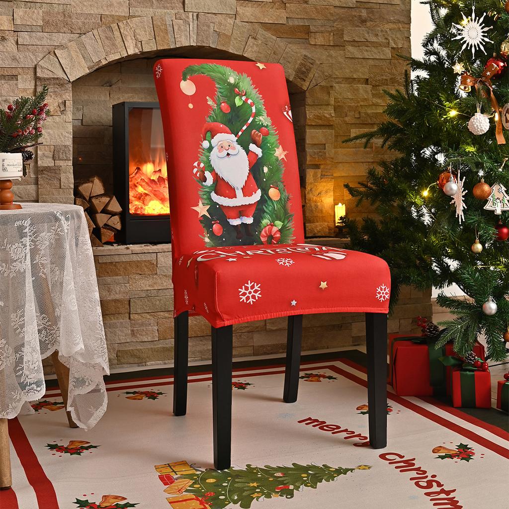 Stretch Print Christmas Chair Cover Christmas Chair Cover Decoration