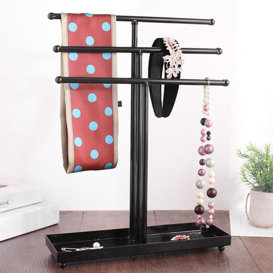 Jewelry Rack Stable Base Multi-Tier Easy To Assemble Keep Organized Space-saving Necklace Display Functional T-Shaped Ring Watch Bracelet Storage