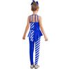 Girls Peplum Jumpsuit Christmas Costume Sleeveless Open Back High Waist with Sequins