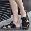 Big Size 46 Luxury Men Leather Slippers Sandals Comfortable Breathable Casual Shoes Men Fashion Sneakers Leisure Men Slippers Slides Footwear Male